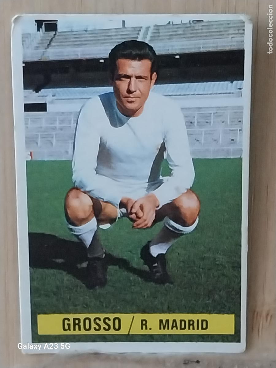 Cromos de f&uacute;tbol: GROSSO REAL MADRID *-.*.............*.-* ED ESTE 1974 74 75 1975 CROMO SIN PEGAR NUNCA