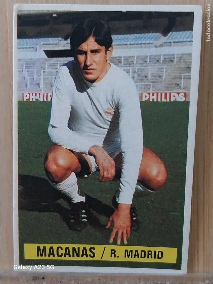 Cromos de f&uacute;tbol: MACANAS REAL MADRID *-.*.......................*.-* ED ESTE 1974 74 75 1975 CROMO SIN PEGAR NUNCA