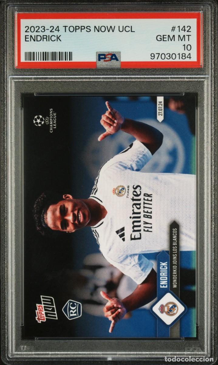 Cromos de f&uacute;tbol: Rookie Endrick #715 Real Madrid Topps Living UCL 2024 2025 PSA 10