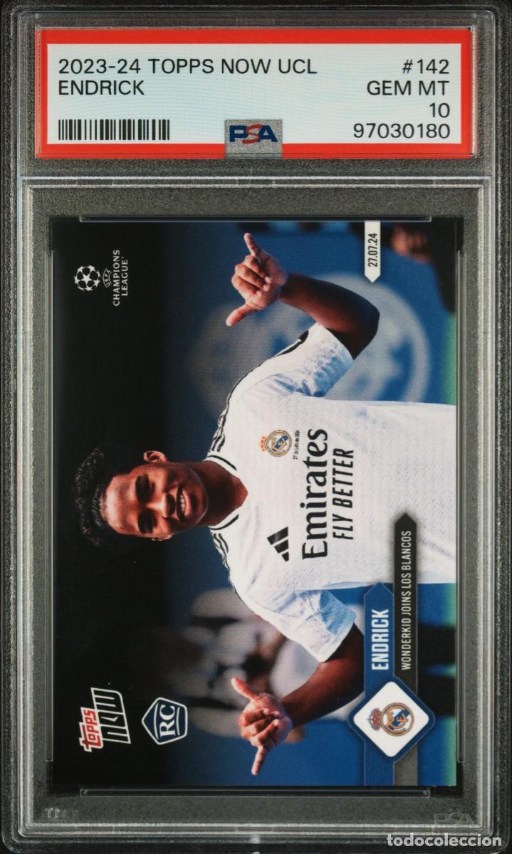 Cromos de f&uacute;tbol: Rookie Endrick #715 Real Madrid Topps Living UCL 2024 2025 PSA 10