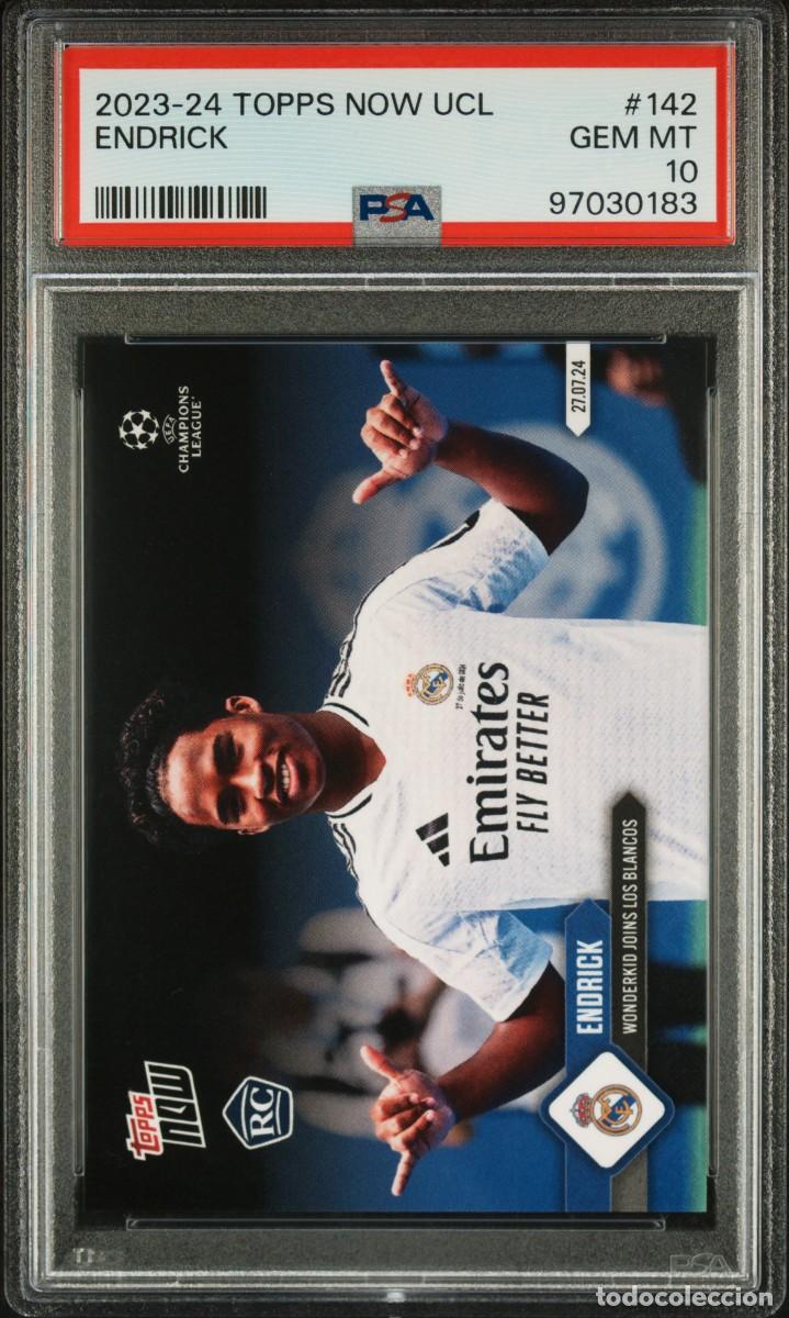 Cromos de f&uacute;tbol: Rookie Endrick #715 Real Madrid Topps Living UCL 2024 2025 PSA 10