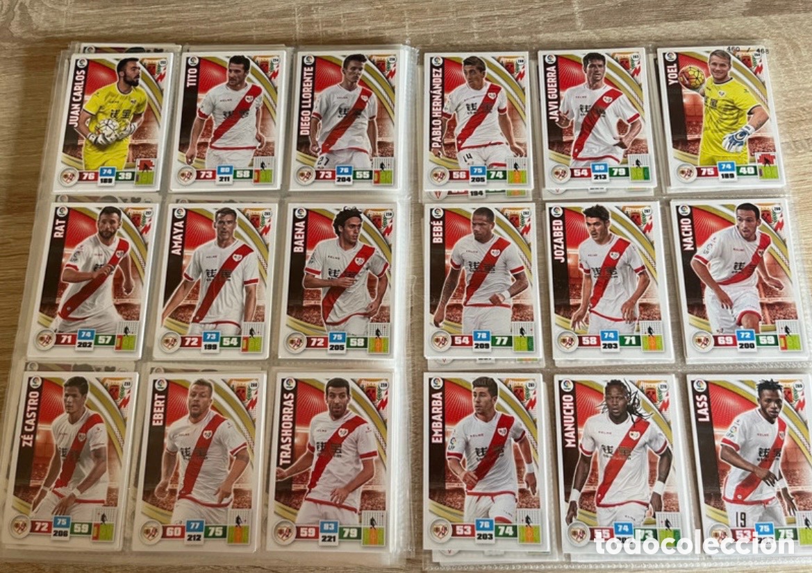 Cromos de f&uacute;tbol: RAYO VALLECANO LOTE B&Aacute;SICO COMPLETO ADRENALYN 2015 2016 15 16 PANIN