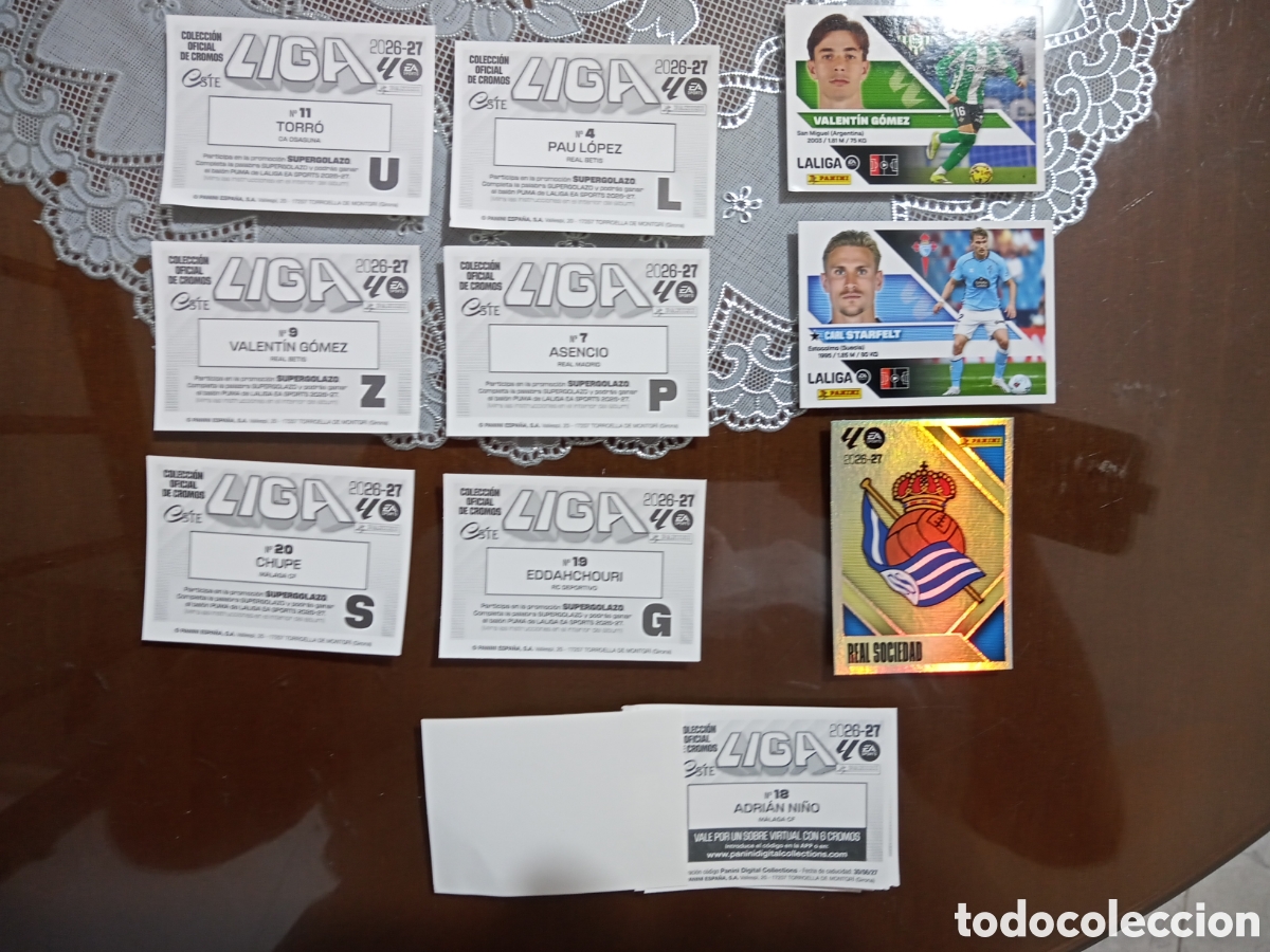 Cromos de f&uacute;tbol: Lote de sobres virtuales de la colecci&oacute;n LIGA 2026-27. Virtuales hay 11.