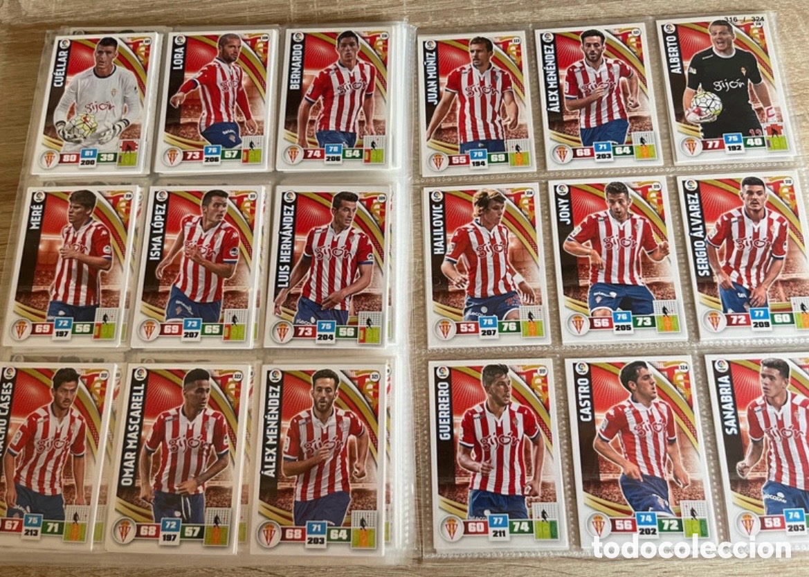 Cromos de f&uacute;tbol: SPORTING DE GIJ&Oacute;N LOTE B&Aacute;SICO COMPLETO ADRENALYN 2015 2016 15 16 PANINI