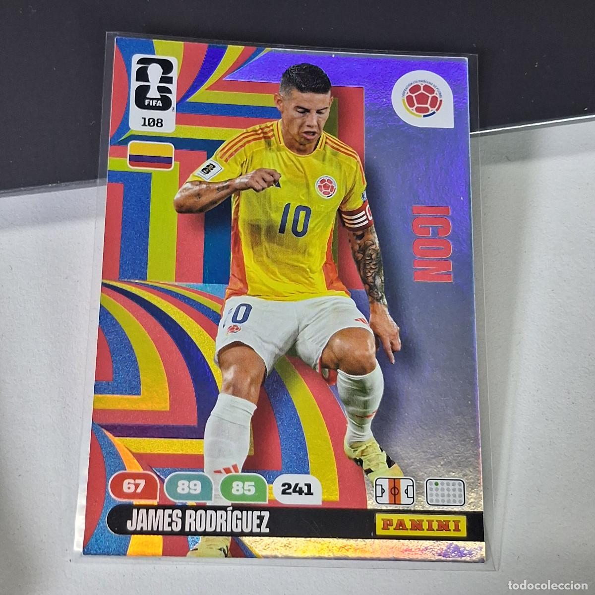 Football Stickers: B55 108 JAMES RODRIGUEZ COLOMBIA ICON PANINI ADRENALYN FIFA WORLD CUP 26 2026 CARD