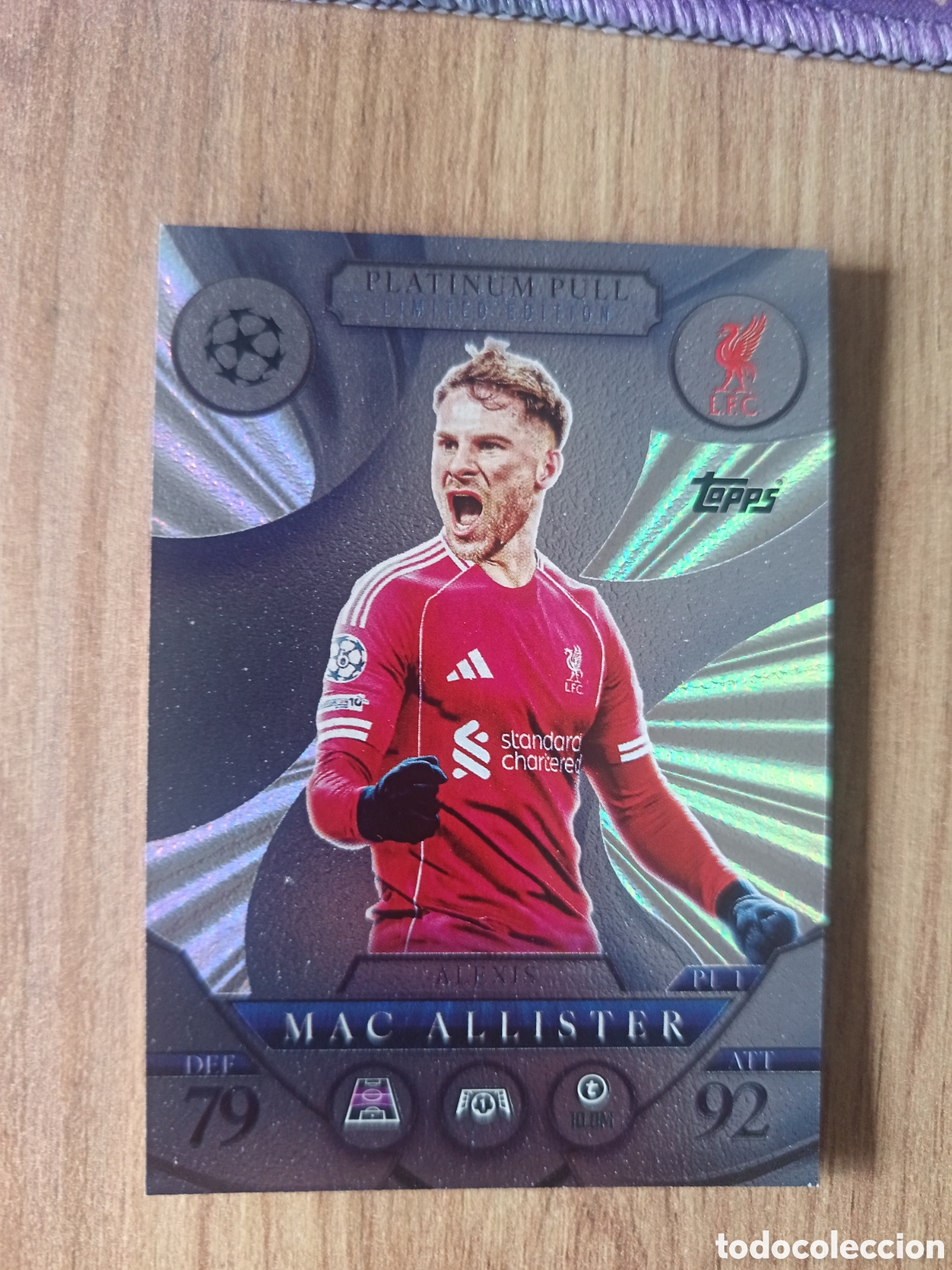 Cromos de f&uacute;tbol: ALEXIS MAC ALLISTER TOPPS MATCH ATTAX 2025 2026 PL1 PL 1 PLATINUM PULL ATTAX 26