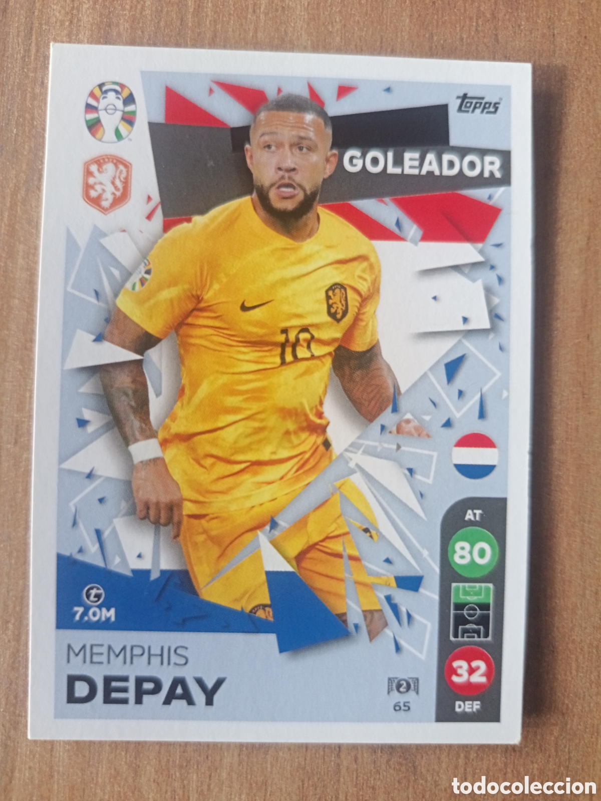 Cromos de f&uacute;tbol: 65 Depay TOPPS Match Attax LIDL UEFA EURO 2024