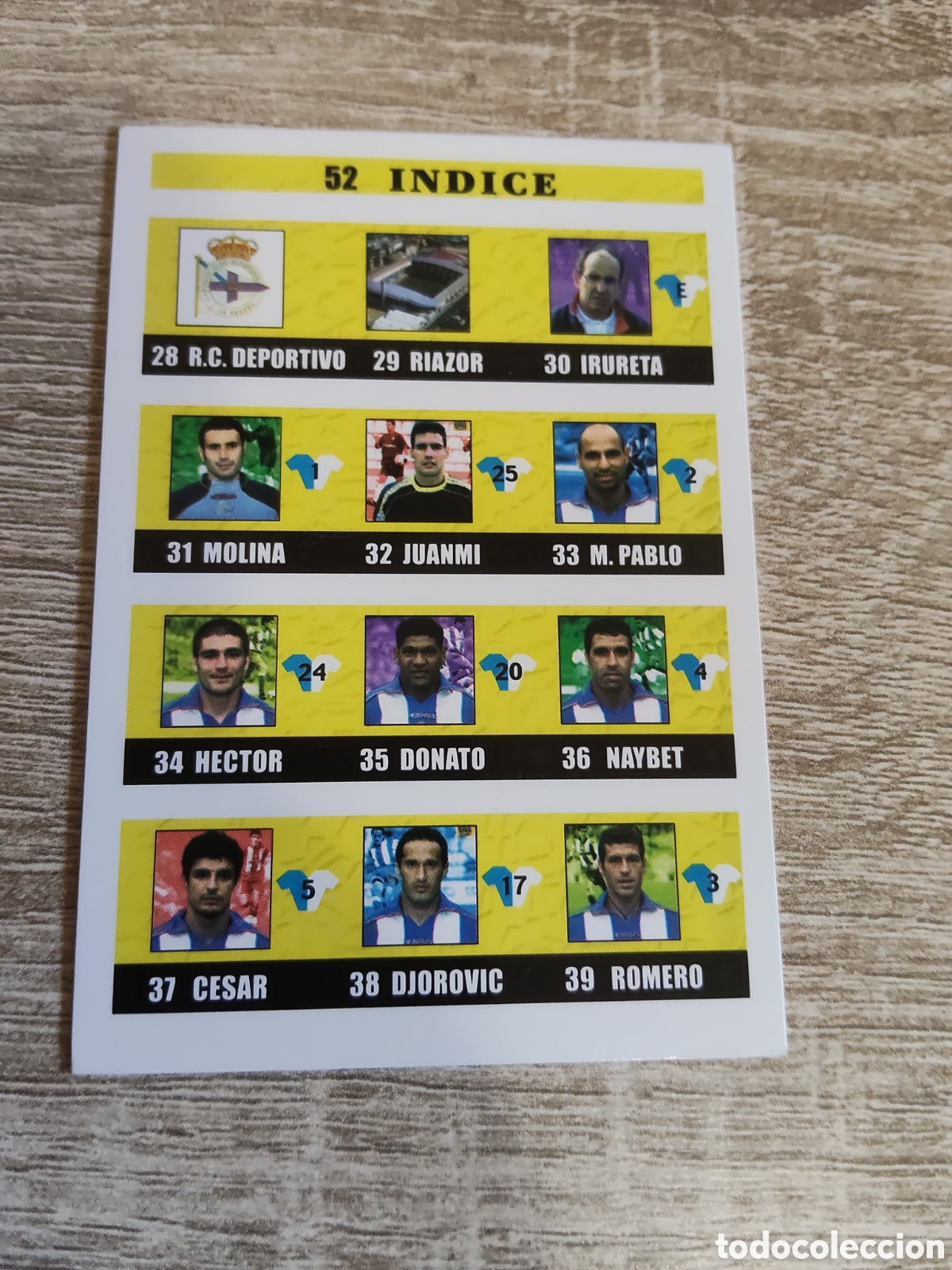 Cromos de f&uacute;tbol: Mundicromo las fichas de la liga 2002 2003 02 03 52 &Iacute;ndice Deportivo de la Coru&ntilde;a