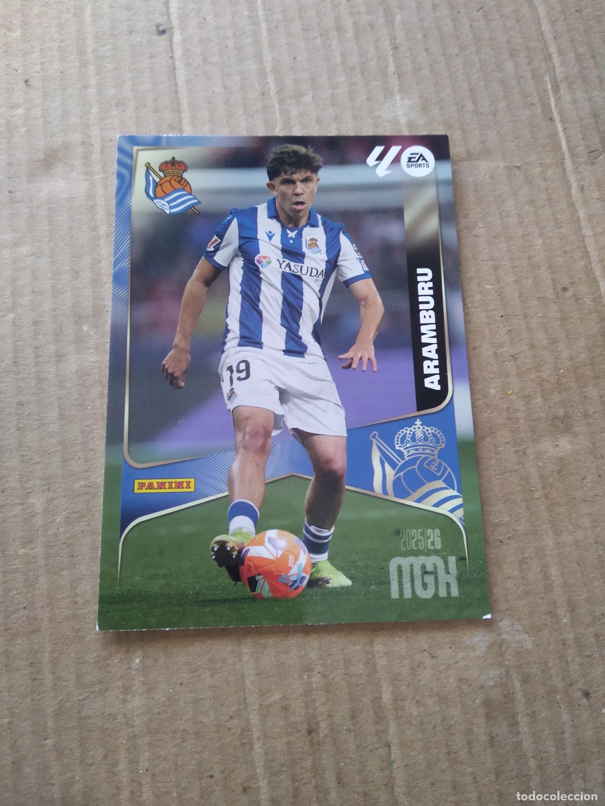 Cromos de f&uacute;tbol: 310 ARAMBURU REAL SOCIEDAD CROMO FUTBOL PANINI LIGA MGKS 25-26 MEGACRACKS 2025-2026
