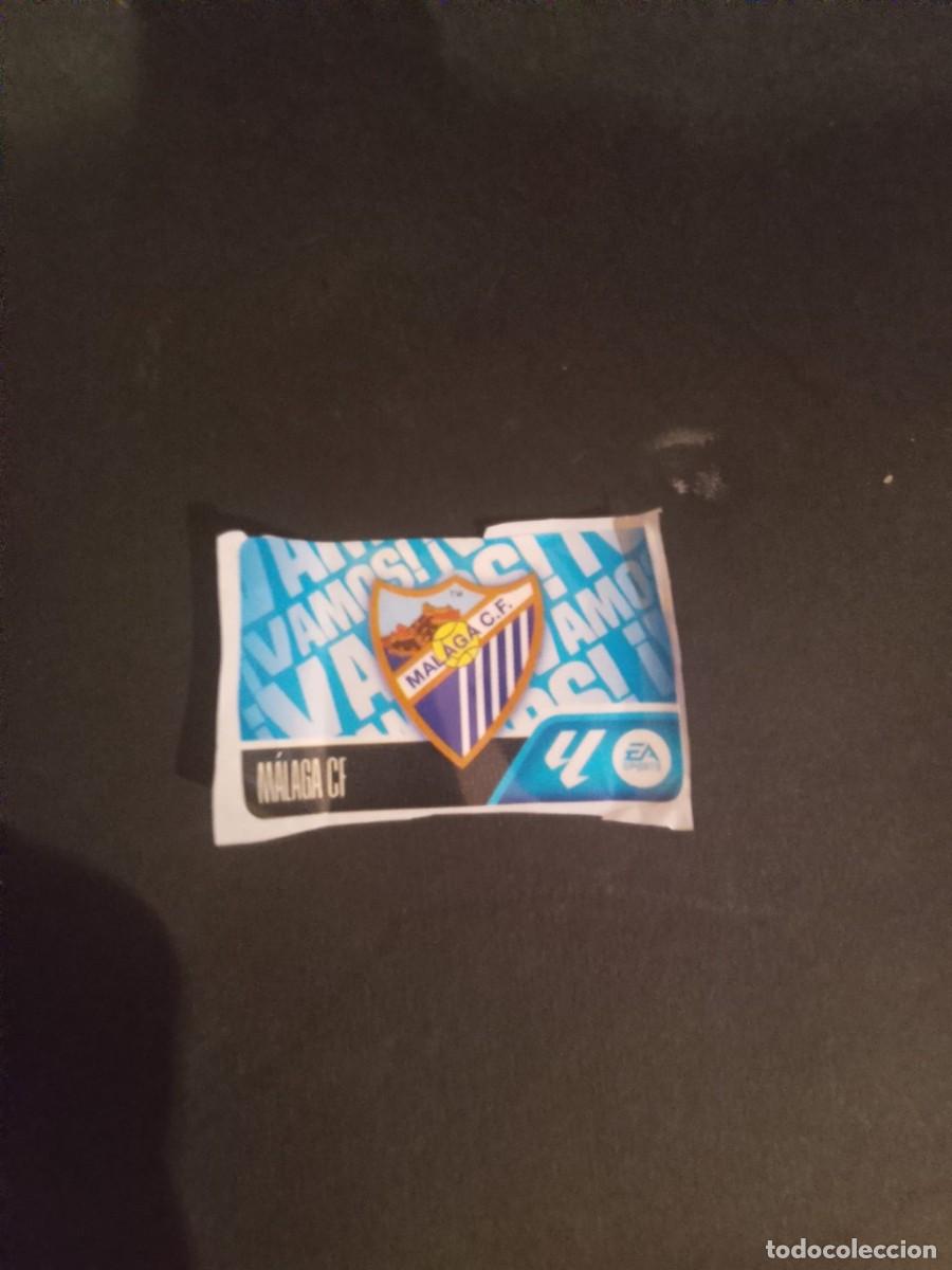Cromos de f&uacute;tbol: cromo chicle escudo Malaga la liga este 26/27