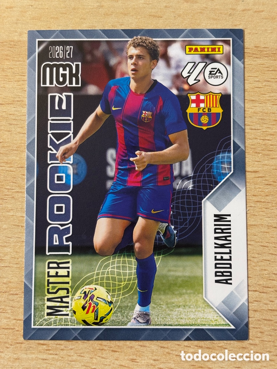 Football Stickers: # 406 Abdelkarim FC Barcelona M&aacute;ster Rookie Card Megacracks 2026/27 26 27. Nuevo de sobre