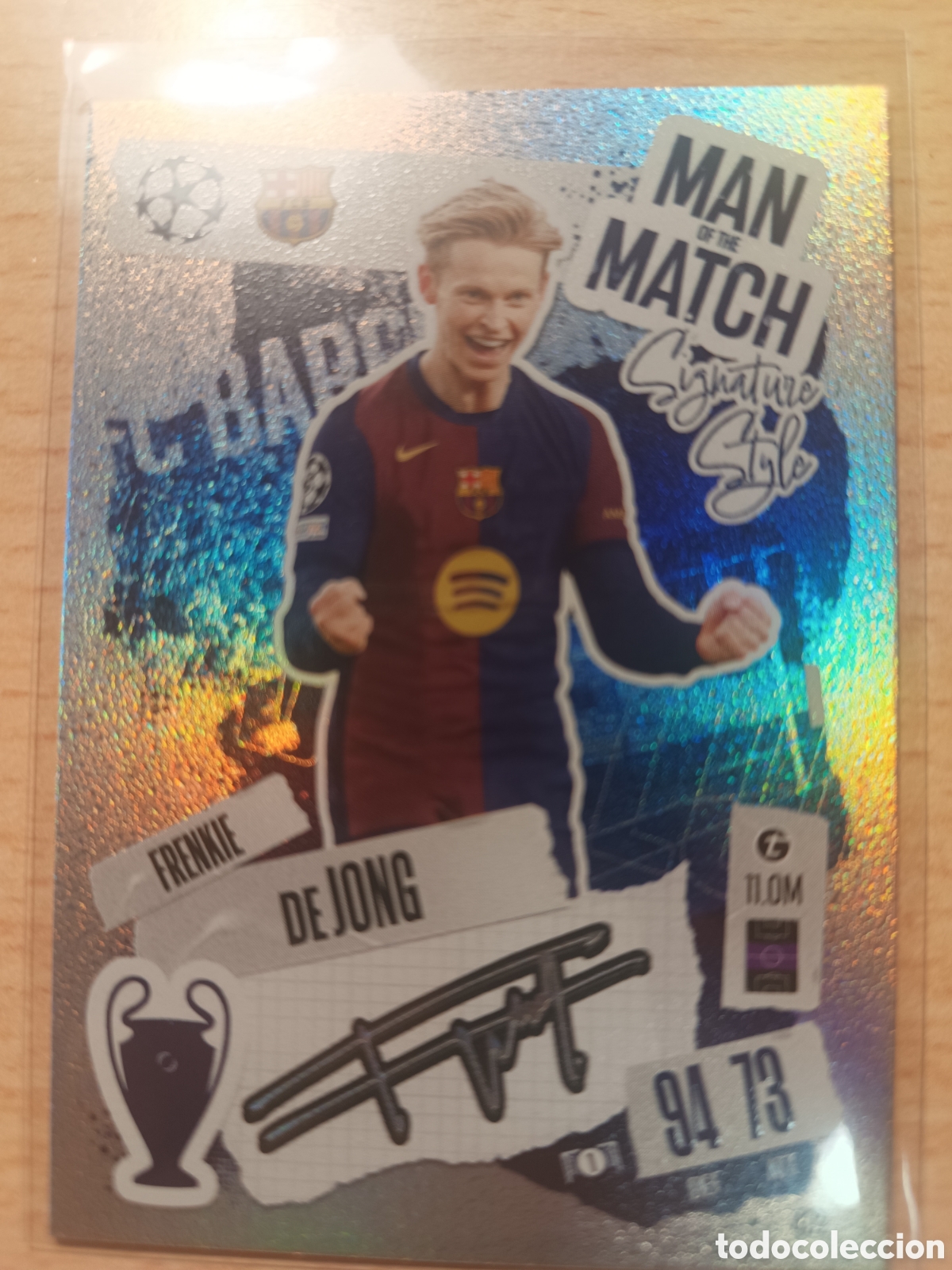 Cromos de f&uacute;tbol: FRENKIE DE JONG FC BARCELONA MAN OF THE MATCH SIGNATURE STYLE MATCH ATTAX 2024 2025 TOPPS 24 25
