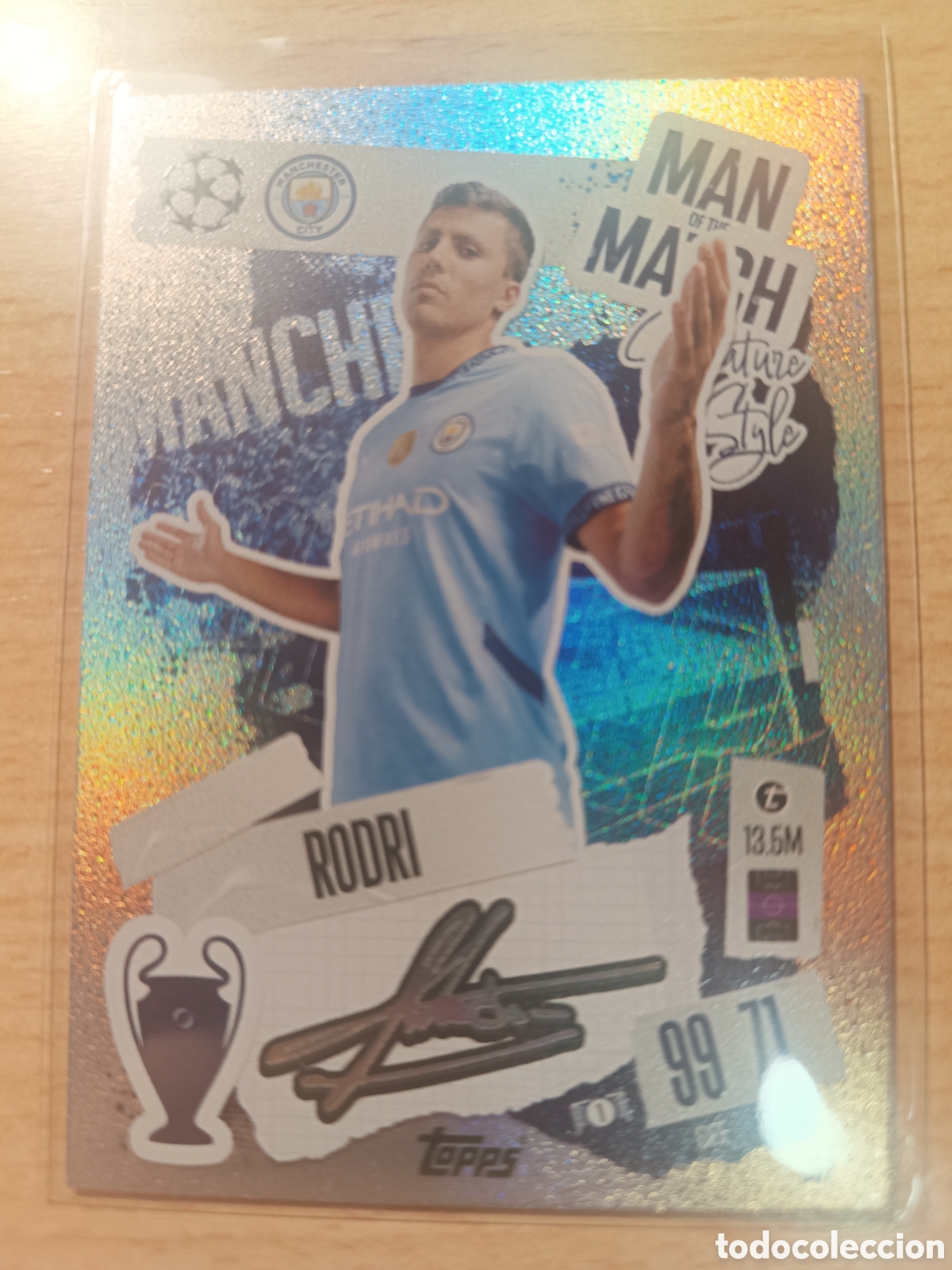 Cromos de f&uacute;tbol: RODRI MANCHESTER CITY MAN OF THE MATCH SIGNATURE STYLE MATCH ATTAX 2024 2025 TOPPS 24 25