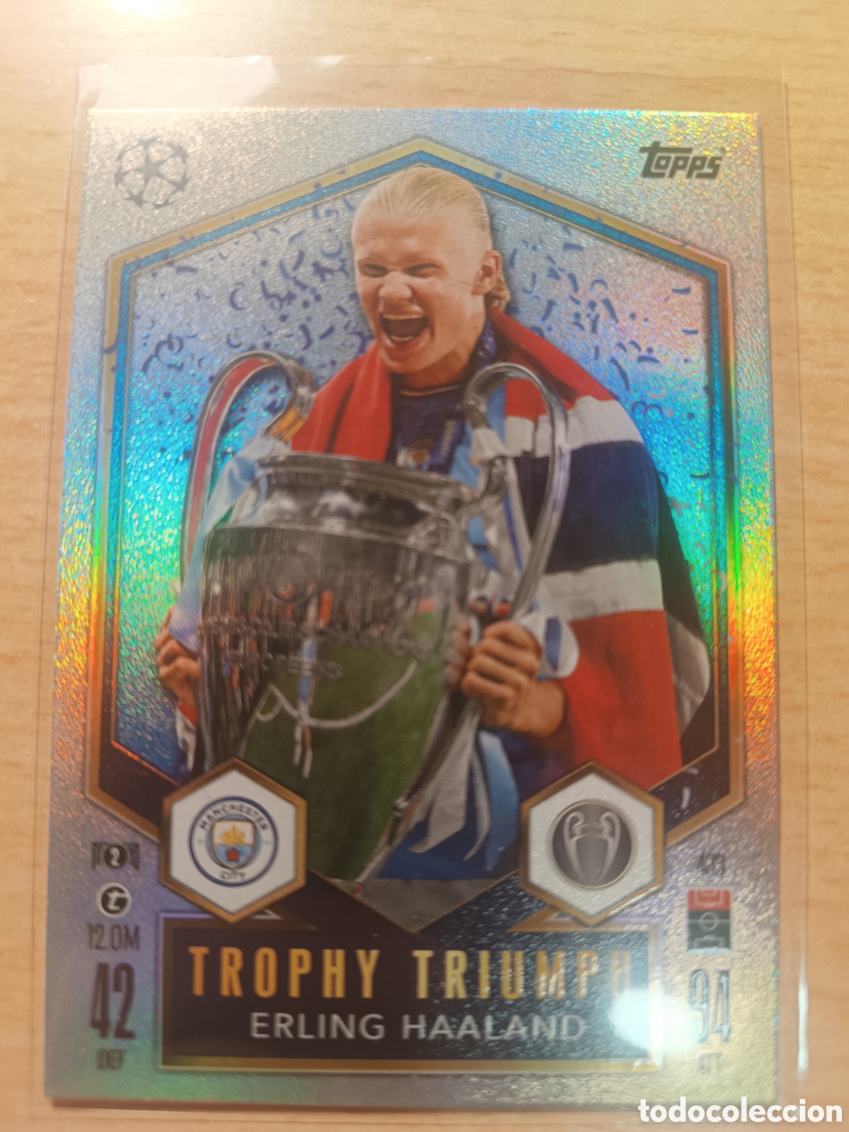 Football Stickers: ERLING HAALAND MANCHESTER CITY TROPHY TRIUMPH MATCH ATTAX 2024 2025 TOPPS 24 25