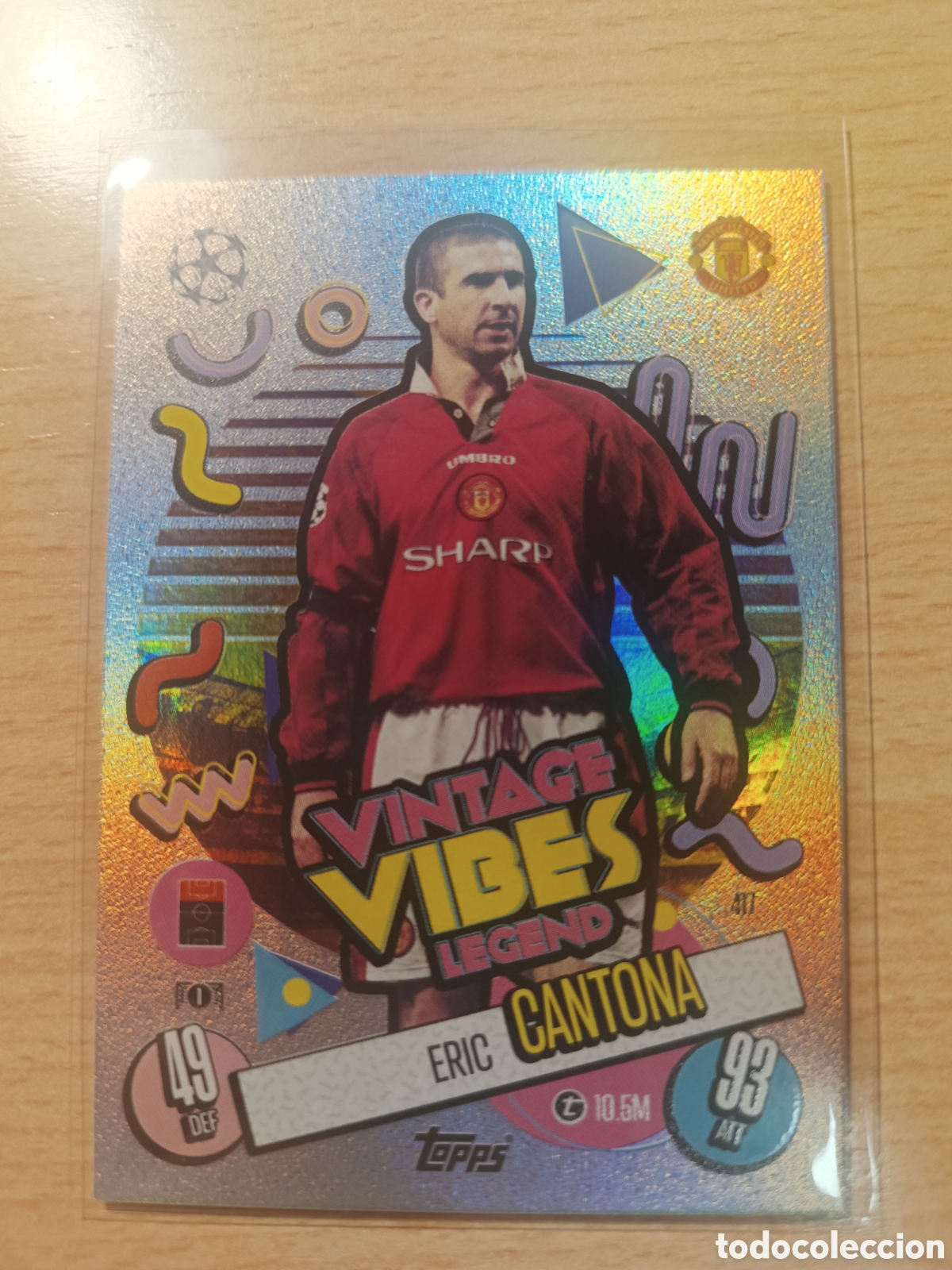 Cromos de f&uacute;tbol: ERIC CANTONA MANCHESTER UNITED VINTAGE VIBES LEGEND MATCH ATTAX 2024 2025 TOPPS 24 25