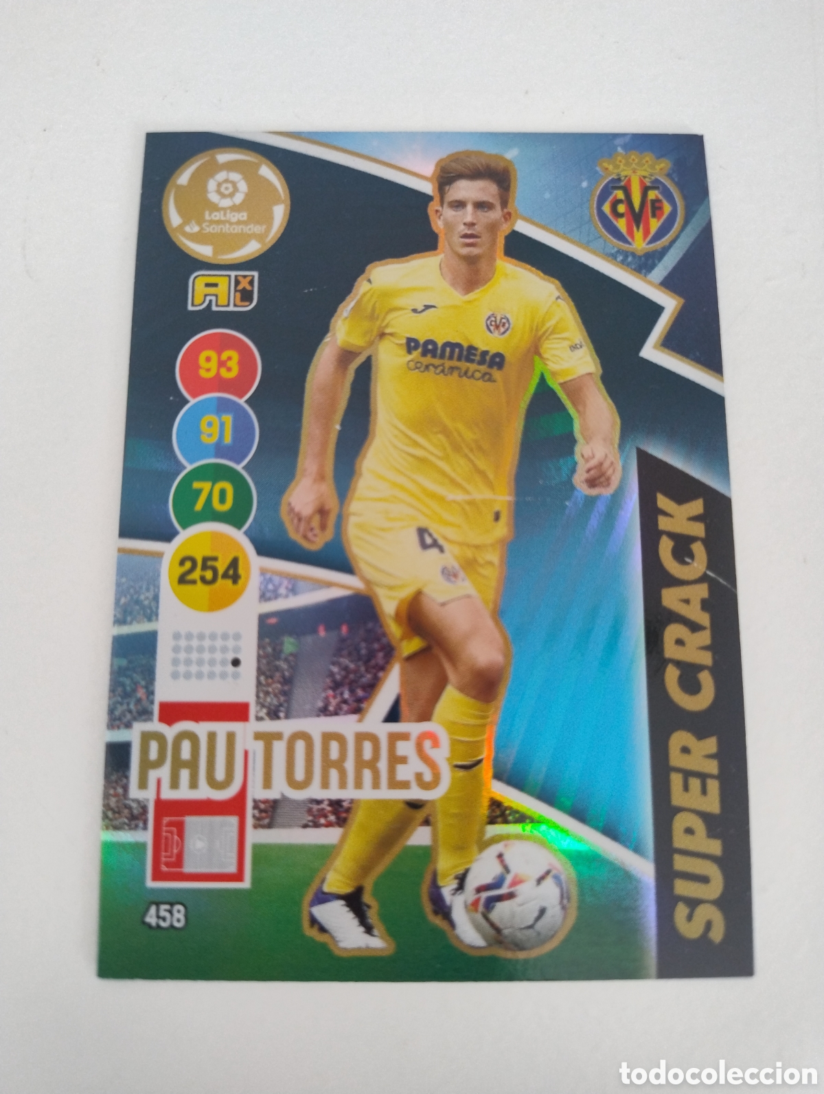 Cromos de f&uacute;tbol: 458 - Pau Torres - Villarreal - Adrenalyn XL Liga 2020 - 2021 Super Crack