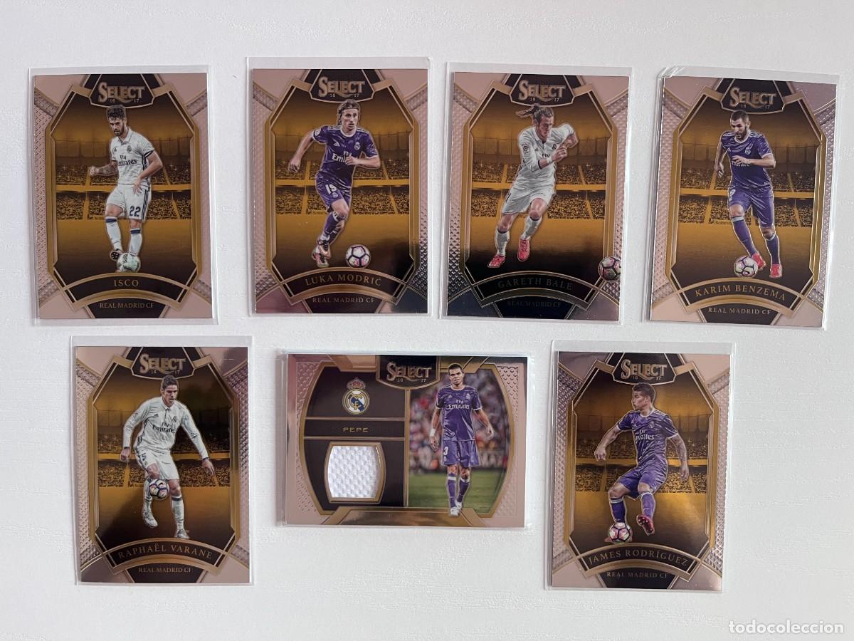 Cromos de f&uacute;tbol: Lote 7 cartas REAL MADRID 2016-17 Panini Select &ndash; Modric, Benzema, Bale + Pepe Memorabilia (Camiseta