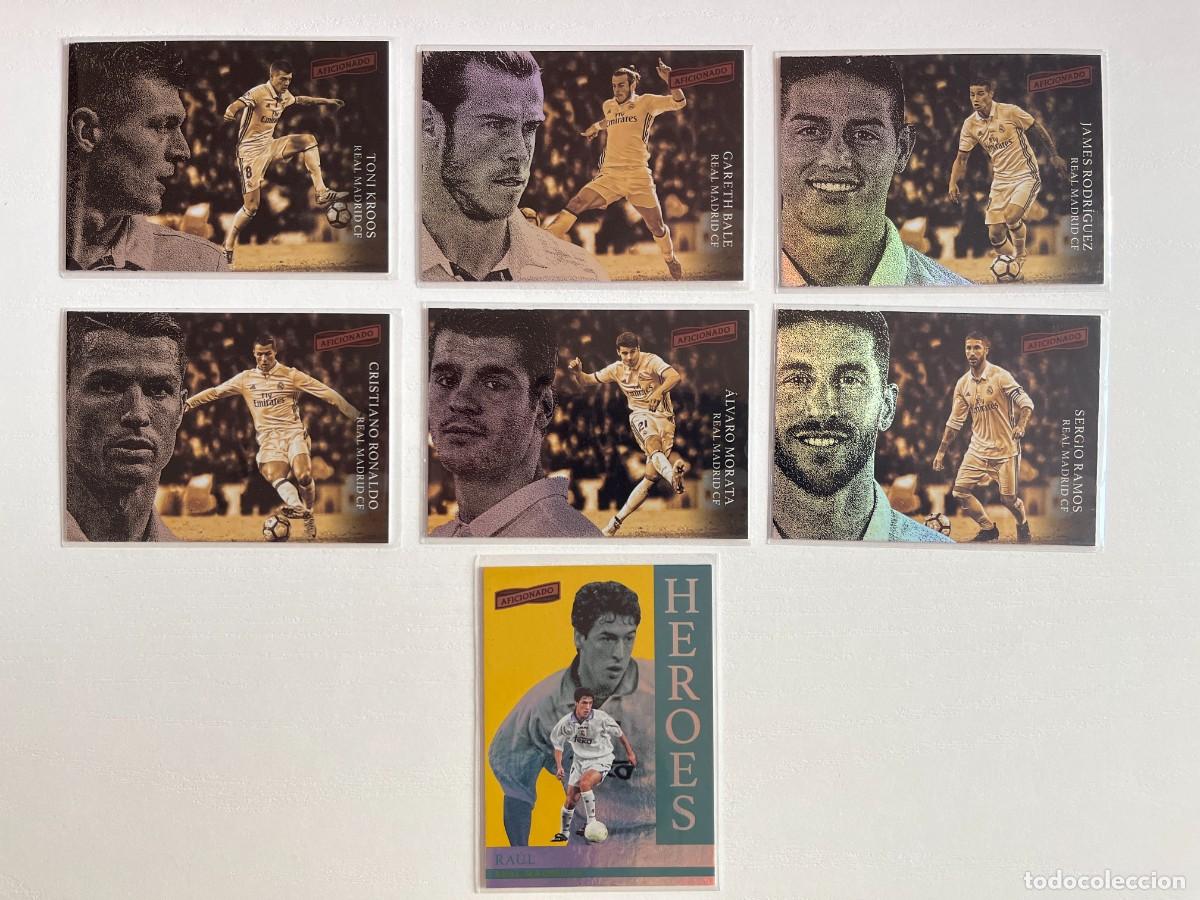 Cromos de f&uacute;tbol: Lote 7 cartas REAL MADRID 2017 Panini Aficionado &ndash; Cristiano Ronaldo, Ra&uacute;l (Insert), Ramos, Bale
