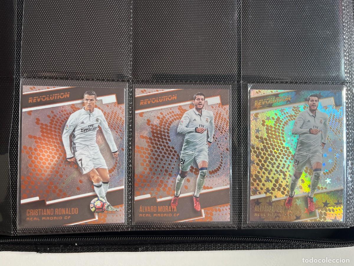 Cromos de f&uacute;tbol: Lote 32 cartas REAL MADRID 2017 Panini Revolution &ndash; Cristiano Ronaldo (2), Leyendas (Ra&uacute;l, Figo) + P