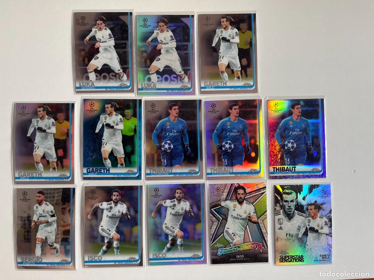 Cartes &agrave; collectionner de Football: Lote 13 cartas REAL MADRID 2018-19 Topps Chrome UCL &ndash; Bale /150, Courtois /250 + Refractors