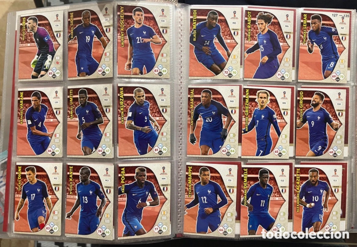 Cromos de f&uacute;tbol: FRANCIA CAMPE&Oacute;N DEL MUNDO ADRENALYN MUNDIAL FIFA WORLD CUP 2018 18 RUSIA LOTE COMPLETO MBAPP&Eacute; ROOKIE