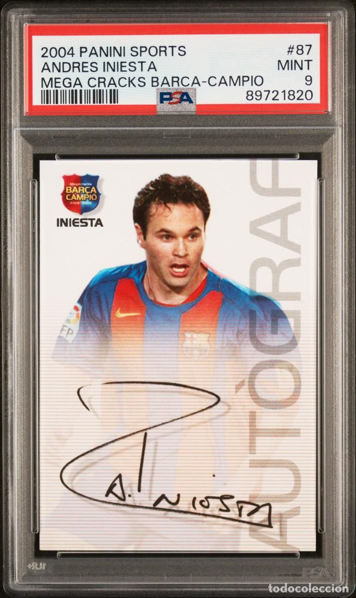 Cromos de f&uacute;tbol: Andres Iniesta #87 FC Barcelona Panini Megacracks Bar&ccedil;a Campio 2004 PSA 9