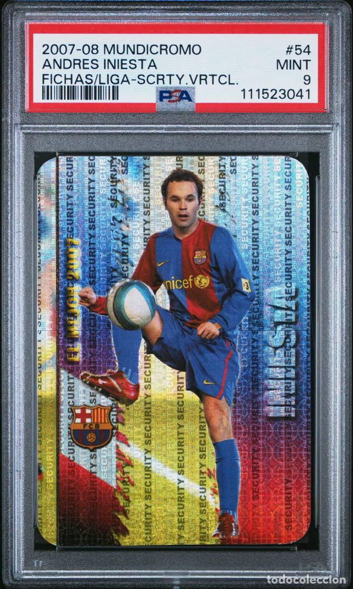 Cromos de f&uacute;tbol: Andres Iniesta #54 FC Barcelona Mundicromo Security Vertical 2007 08 PSA 9