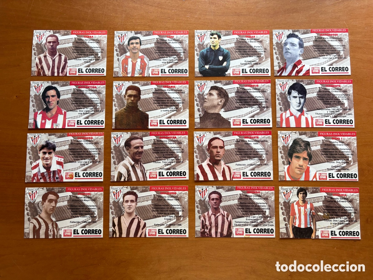 Cromos de f&uacute;tbol: Figuras Inolvidables Athletic Club Bilbao Colecci&oacute;n 16 Cromos