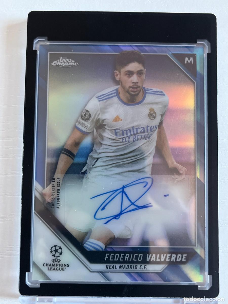 Cromos de f&uacute;tbol: REAL MADRID Fede Valverde AUT&Oacute;GRAFO 2021-22 Topps Chrome UCL - Blue Refractor 126/150