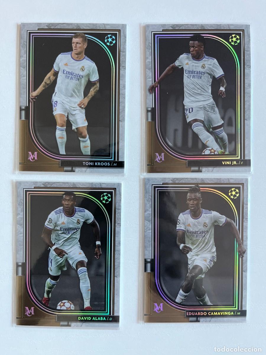 Cromos de f&uacute;tbol: REAL MADRID Lote 4 Cartas 2021-22 Topps Museum Collection UCL - Camavinga RC, Vinicius, Kroos