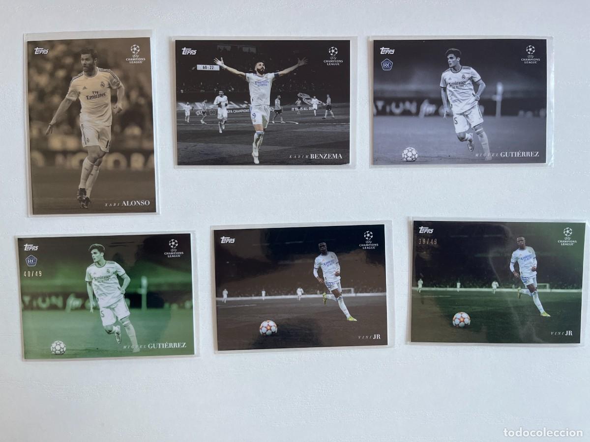 Cromos de f&uacute;tbol: REAL MADRID Lote 6 Cartas 2021-22 Topps Simplicidad UCL - Vinicius /49, Miguel Gutierrez /49