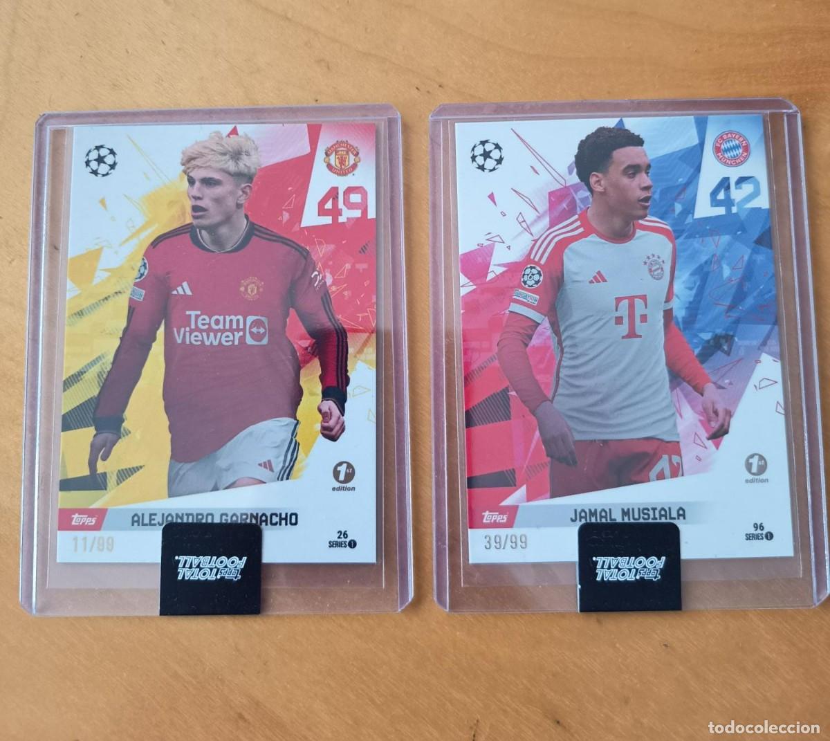 Cromos de f&uacute;tbol: GARNACHO /99 Y MUSIALA /99 SELLADAS TOPPS TOTAL FOOTBALL 2023-24
