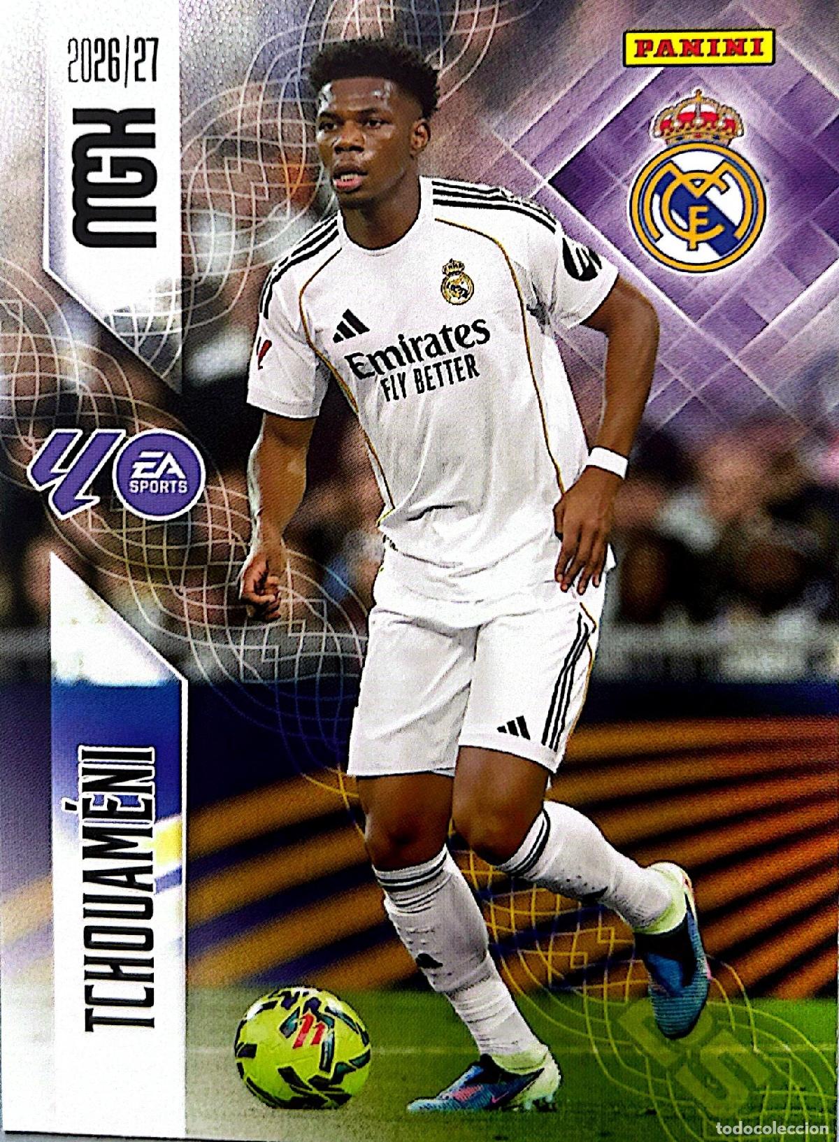 Cromos de f&uacute;tbol: Cromo Tchouam&eacute;ni Real Madrid C.F. Panini Megacracks Liga 2026-2027