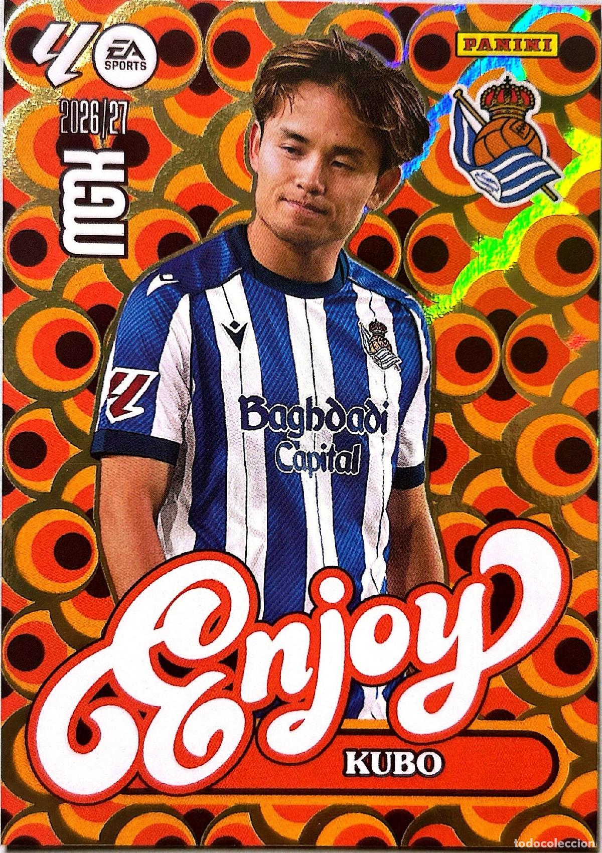 Cromos de f&uacute;tbol: Cromo Take Kubo Real Sociedad de F&uacute;tbol Panini Megacracks Liga 2026-2027