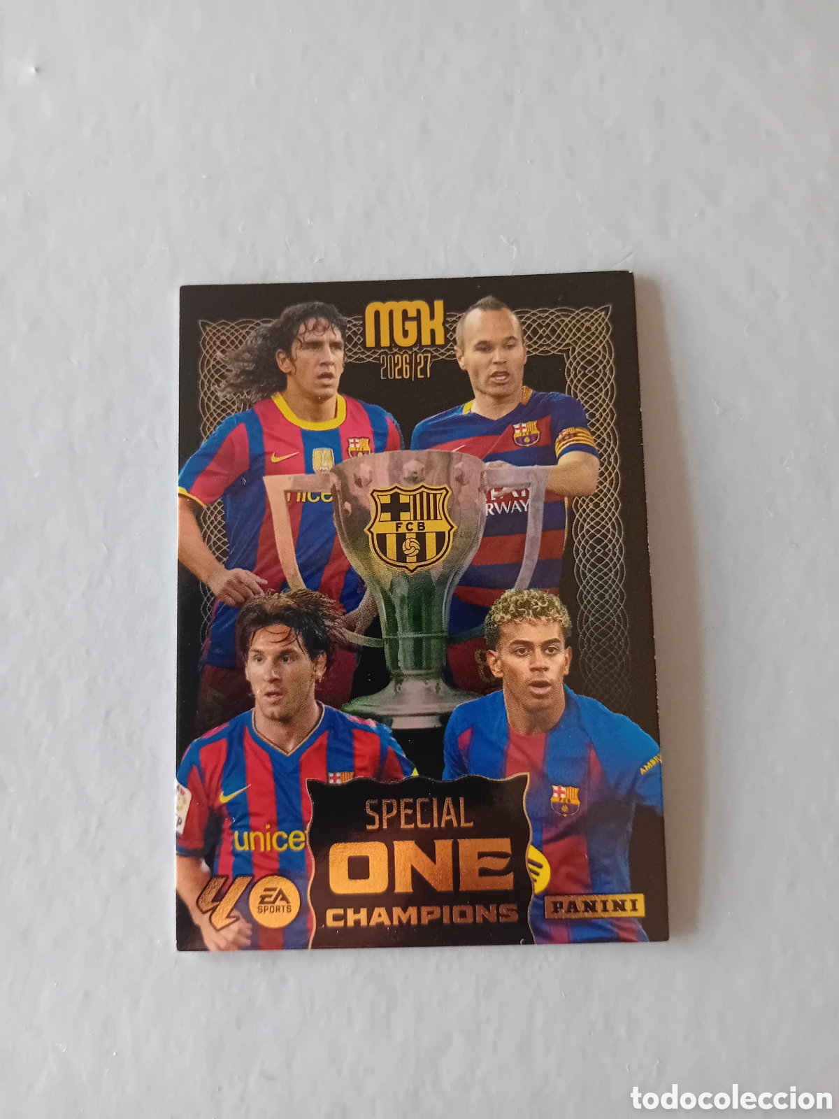 Figurine di Calcio: BARCELONA SPECIAL ONE CHAMPIONS MESSI LAMINE YAMAL 26 27 2026 2027 MEGACRACKS PANINI