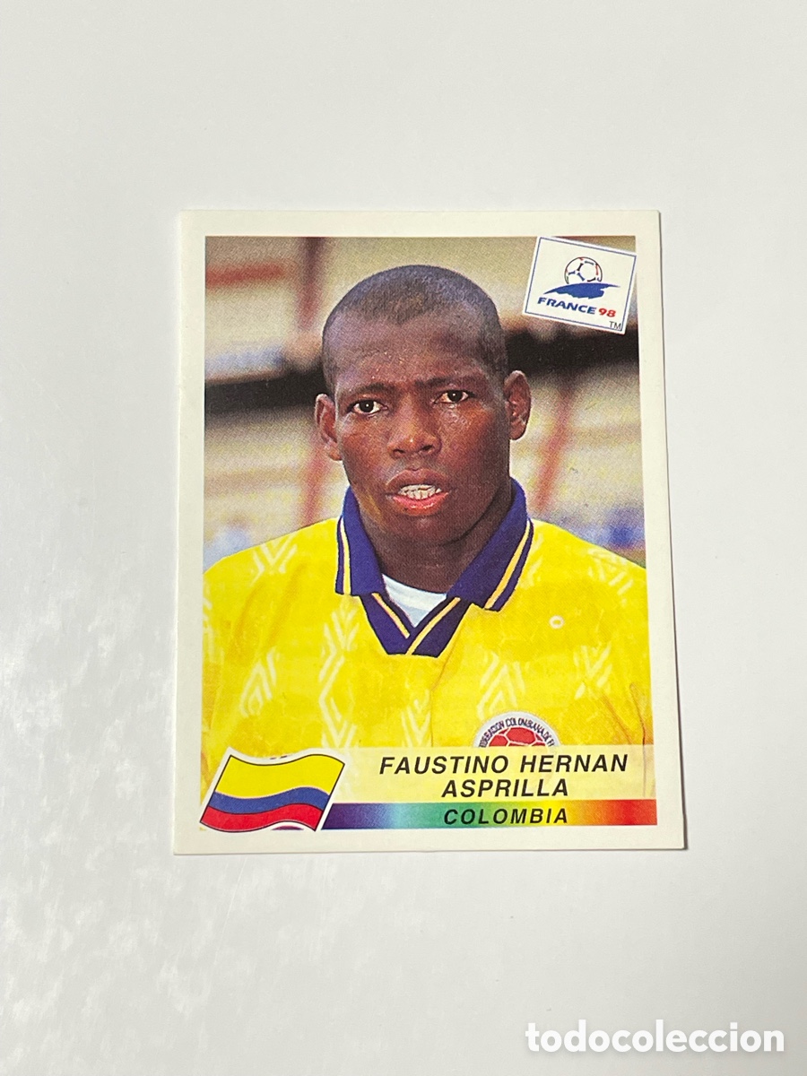 Cromos de f&uacute;tbol: Faustino Asprilla Colombia Panini Francia &lsquo;98