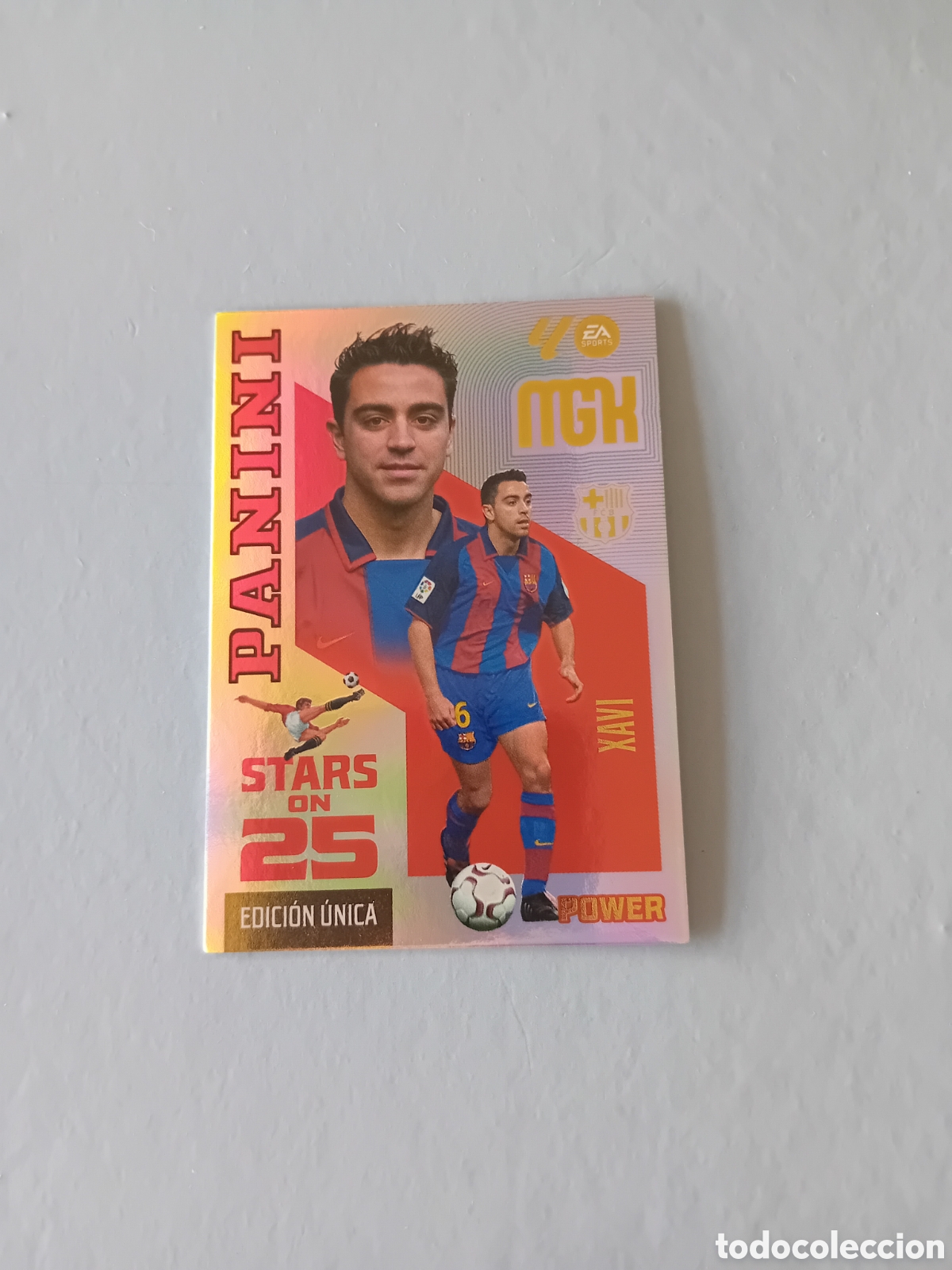 Cromos de f&uacute;tbol: STARS ON 25 XAVI BARCELONA POWER EDICION UNICA P 427 MEGACRACKS 26 27 2026 2027 PANINI