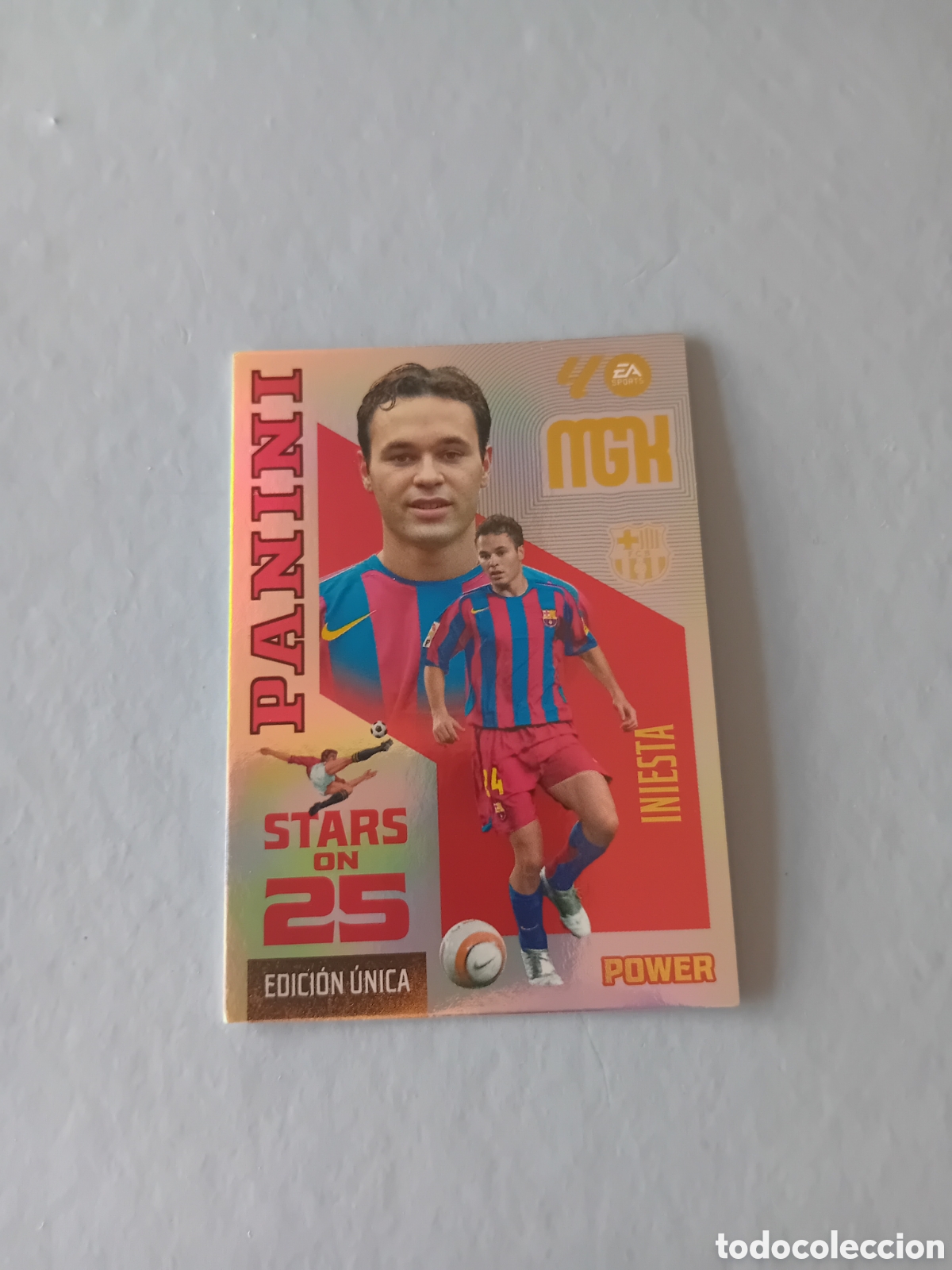 Cromos de f&uacute;tbol: STARS ON 25 INIESTA BARCELONA POWER EDICION UNICA P 434 MEGACRACKS 26 27 2026 2027 PANINI