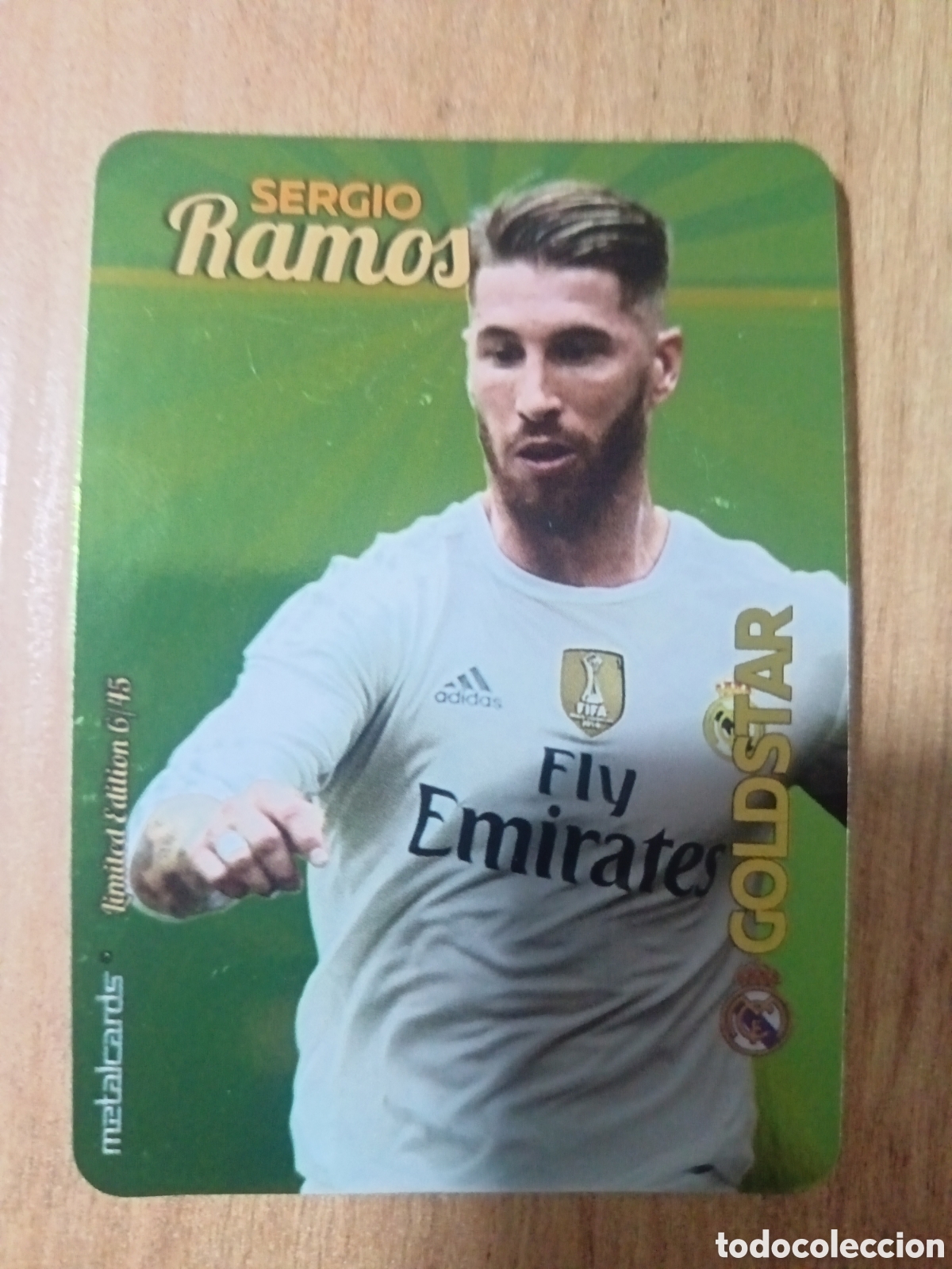 Cromos de f&uacute;tbol: Sergio Ramos LIMITED GOLDSTAR BRILLO LISO F&Uacute;TBOL FICHAS LIGA 2015-2016 MUNDICROMO