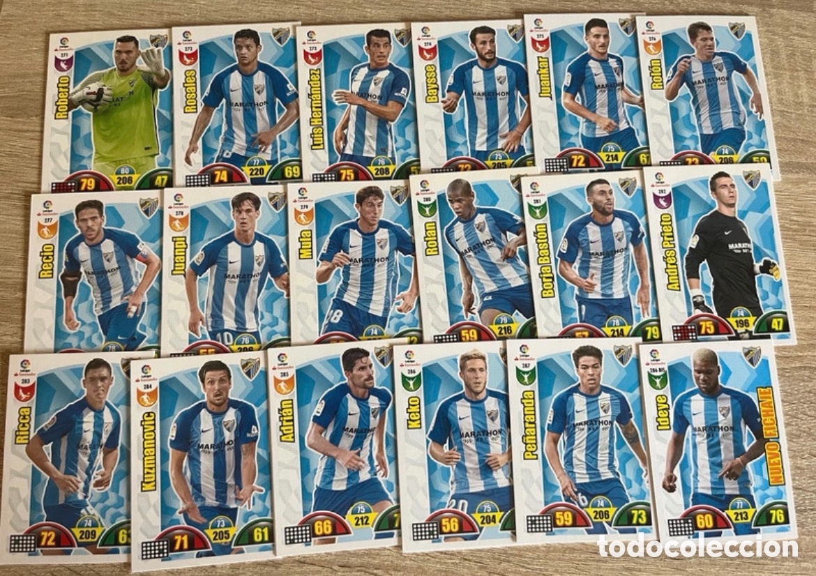 Cromos de f&uacute;tbol: M&Aacute;LAGA CF LOTE B&Aacute;SICO COMPLETO ADRENALYN 2017 2018 17 18 PANINI