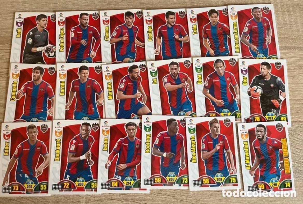Cromos de f&uacute;tbol: LEVANTE LOTE B&Aacute;SICO COMPLETO ADRENALYN 2017 2018 17 18 PANINI