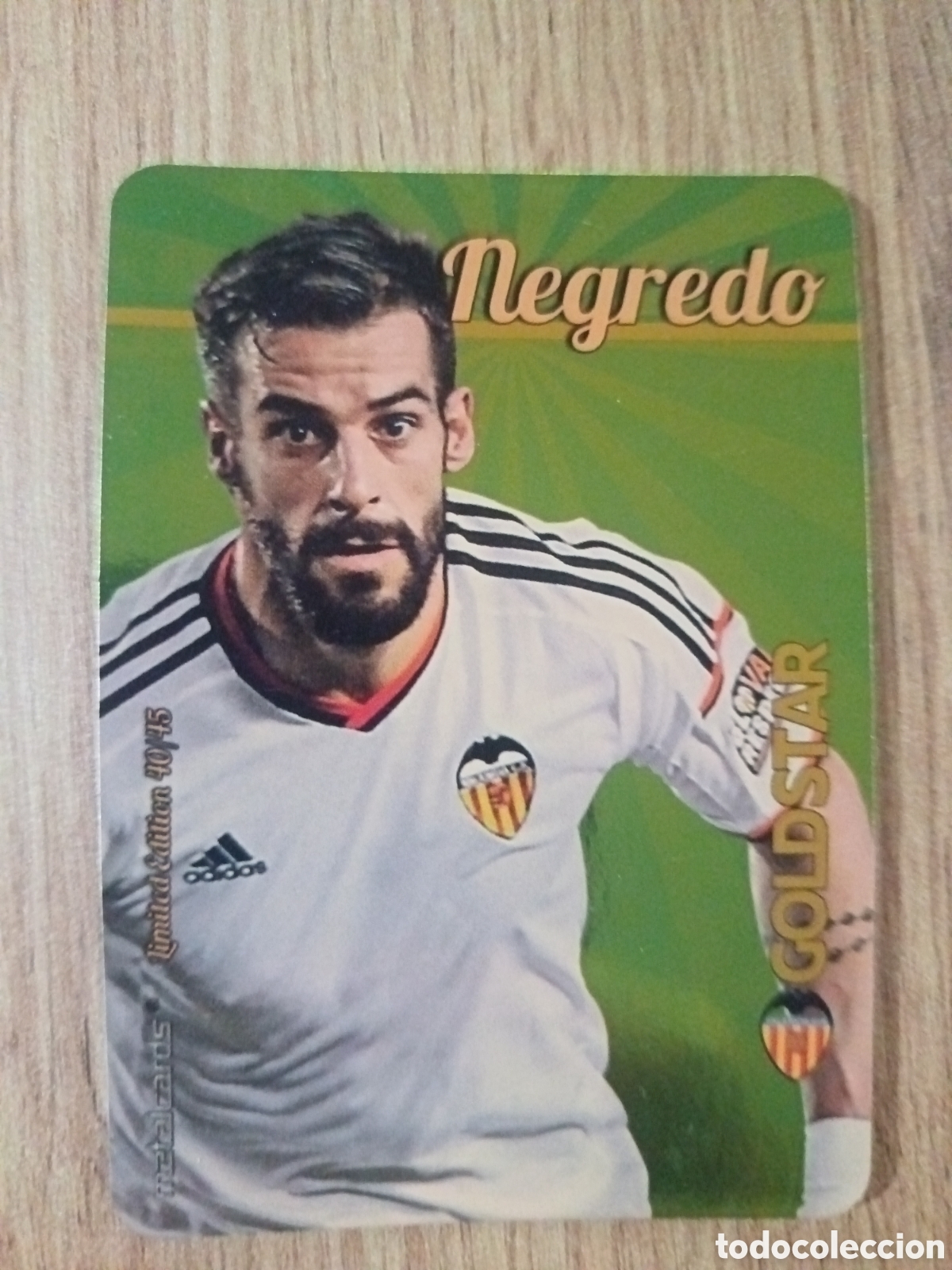 Cromos de f&uacute;tbol: Negredo LIMITED GOLDSTAR BRILLO Dorado F&Uacute;TBOL FICHAS LIGA 2015-2016 MUNDICROMO