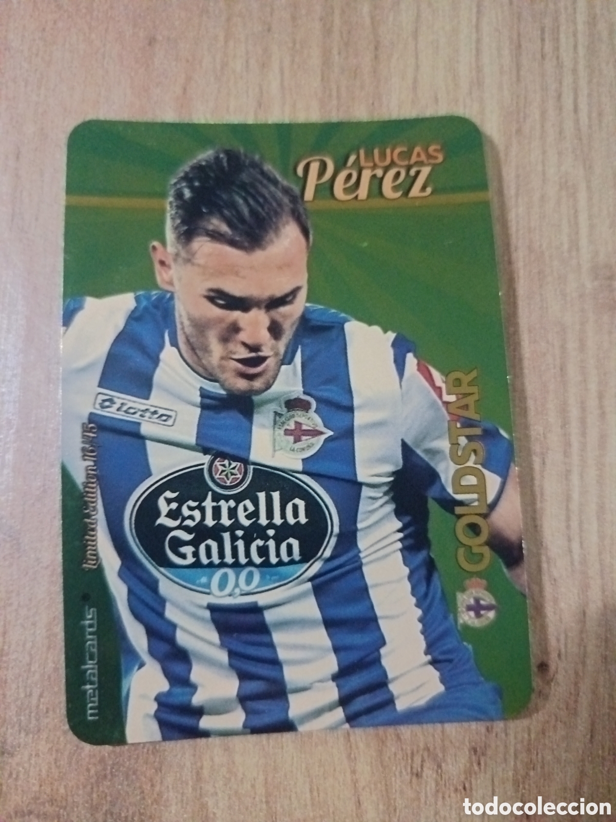 Cromos de f&uacute;tbol: Lucas P&eacute;rez LIMITED GOLDSTAR BRILLO Dorado F&Uacute;TBOL FICHAS LIGA 2015-2016 MUNDICROMO