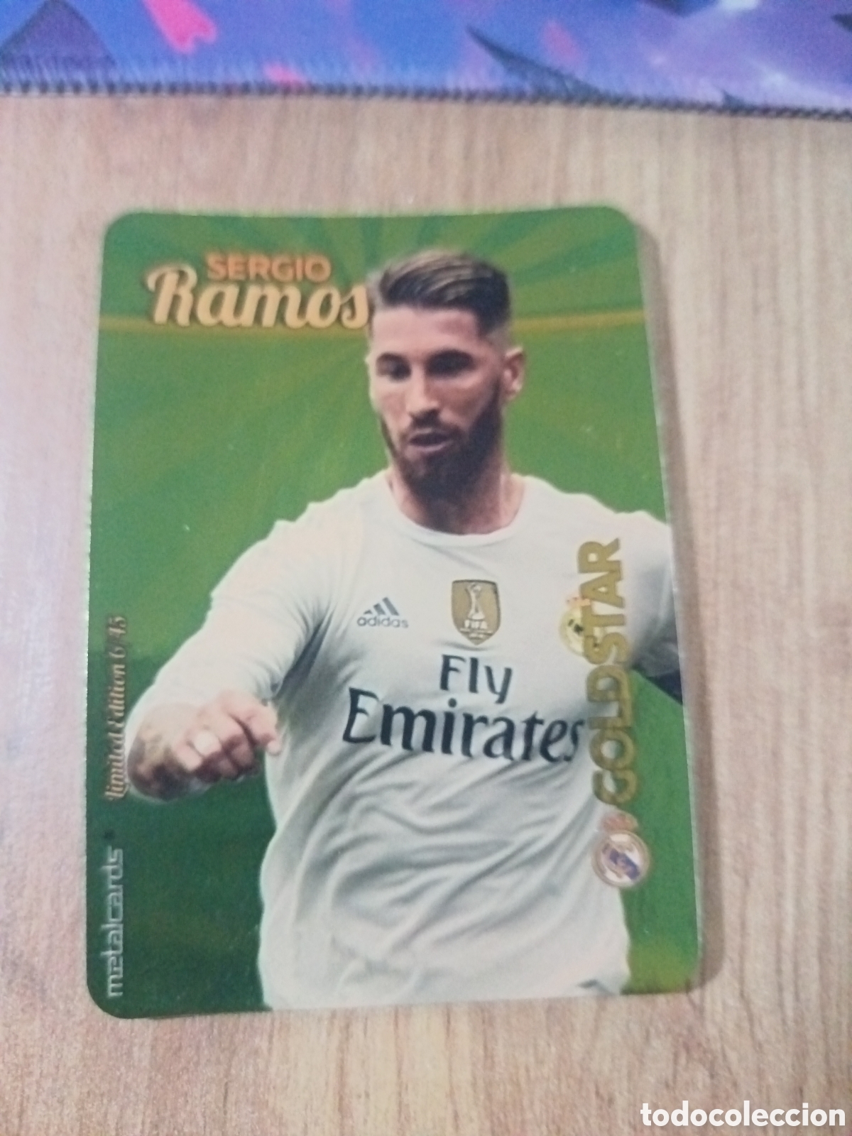Cromos de f&uacute;tbol: Sergio Ramos LIMITED GOLDSTAR BRILLO Dorado F&Uacute;TBOL FICHAS LIGA 2015-2016 MUNDICROMO