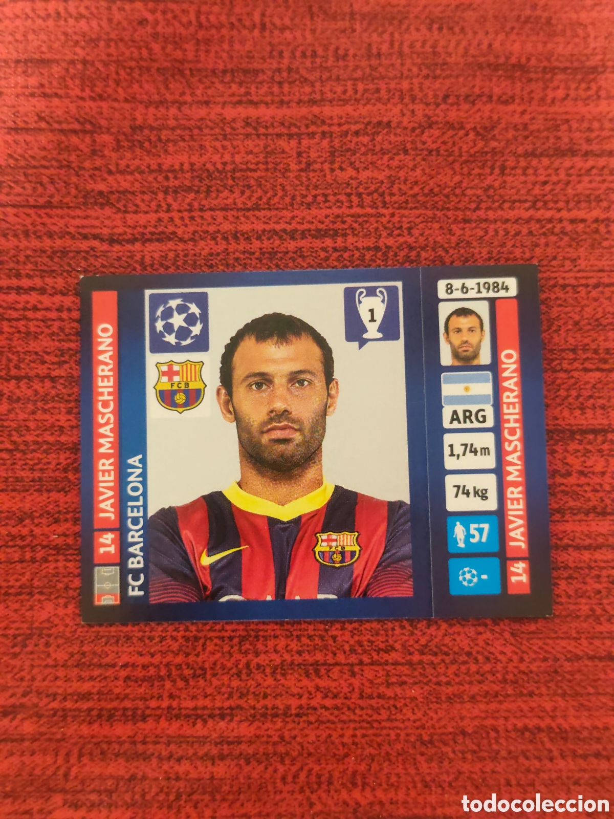 Cromos de f&uacute;tbol: 548 MASCHERANO FC BARCELONA UCL UEFA CHAMPIONS LEAGUE 2013 2014 PANINI