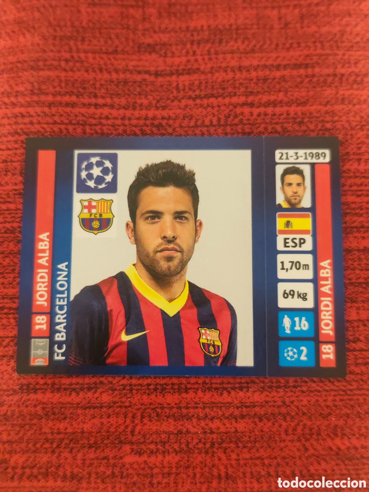 Cromos de f&uacute;tbol: 549 JORDI ALBA FC BARCELONA UCL UEFA CHAMPIONS LEAGUE 2013 2014 PANINI