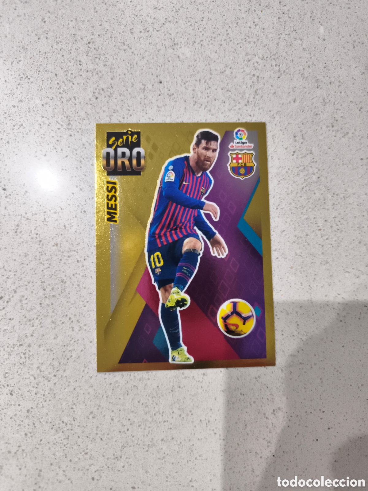 Cromos de f&uacute;tbol: CROMO N&Uacute;MERO 5 SERIE ORO MESSI FC BARCELONA LIGA ESTE 19/20 PANINI