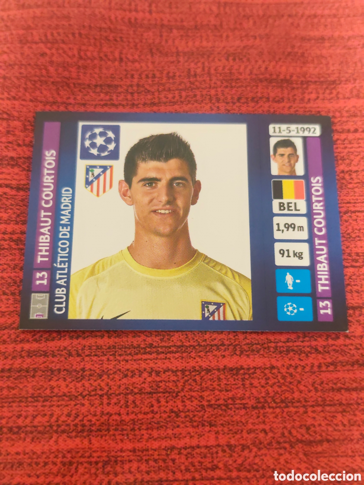Fu&szlig;ball-Sticker: 491 COURTOIS ATL&Eacute;TICO MADRID UCL UEFA CHAMPIONS LEAGUE 2013 2014 PANINI