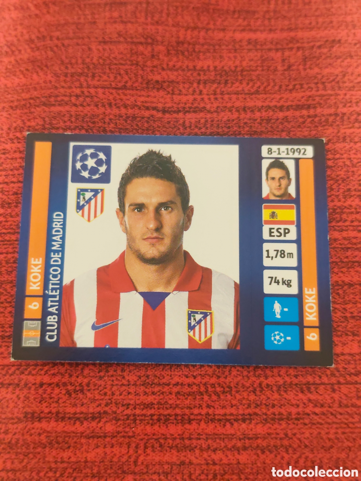Cromos de f&uacute;tbol: 496 KOKE ATL&Eacute;TICO MADRID UCL UEFA CHAMPIONS LEAGUE 2013 2014 PANINI