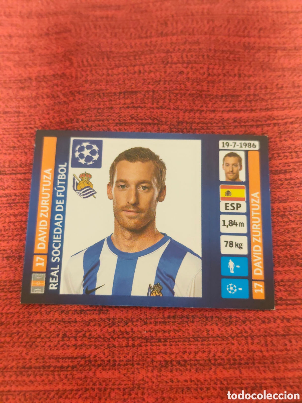 Fu&szlig;ball-Sticker: 70 ZURUTUZA REAL SOCIEDAD UCL UEFA CHAMPIONS LEAGUE 2013 2014 PANINI